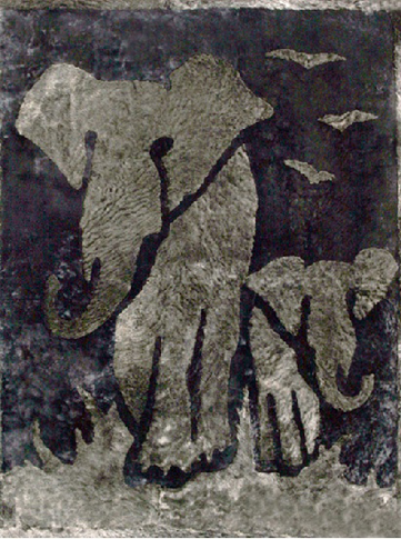 Ковер из мутона Слоны серый 2010 г инфо 11388g.